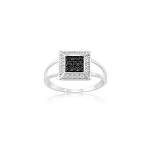  1/4 (0.21 0.27) Cts Black & White Diamond Ring in 10K 