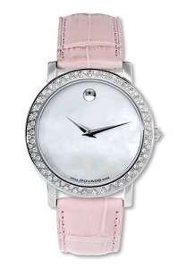   Movado Womens 605543 Pink Revi Diamond Mother of Pearl Watch Movado