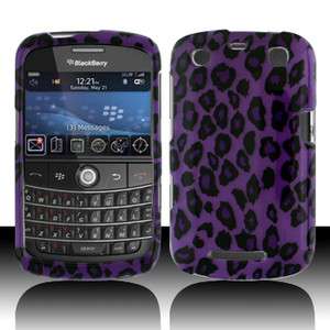 New For T Mobile BlackBerry 9360 9350 Curve Purple Black Leopard Case 