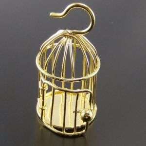 02986 Gold tone alloy 3D bird cage pendants charms 2pcs  