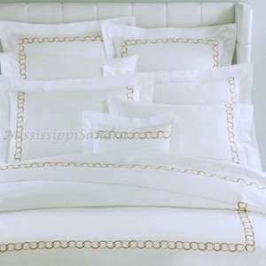 Pratesi Cerchietti Boudoir Pillow Sham White Beige Embroidered Chain 