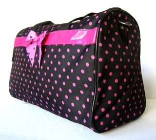 19Duffel/Tote Bag Black&Pink Polka Dots Luggage Travel  
