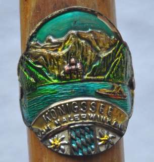 1950s Germany Vintage Walking Stick European Brass Tags  