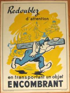 Early SNCF French Railroad Train Safety Poster 2  