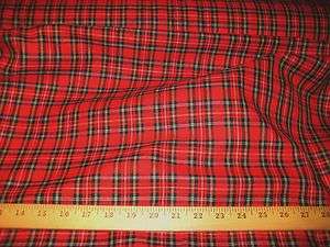RED TARTAN PLAID POLY RAYON FABRIC 58 WIDE BTY  