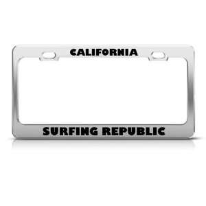 California Surfing Republic license plate frame Stainless Metal Tag 