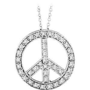  Diamond Peace Sign Pendant Necklace: Jewelry