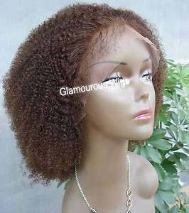 Full Lace 100% Indian Remy Human Hair Afro Curl Wig 10 Curly Akilah 