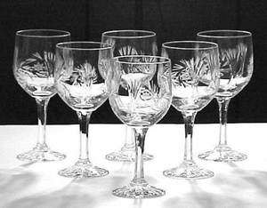 Crystal Clear Ind MONICA PINWHEEL Cut 7 Goblets  