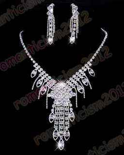 Free clear choker necklace earring 1set rhinestone  