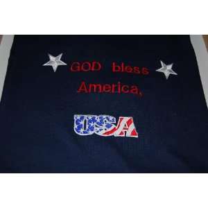  Embroidered God Bless America T with USA patch Adult M 