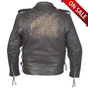  Mens Biker Leather Jacket MJ401 Eagle Automotive