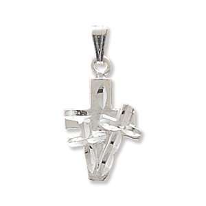  Silverflake  Diamond Cut Triple Cross Pendant Jewelry