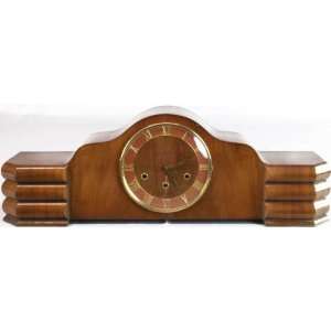  French Art Deco Westminster Mantle Clock Walnut 
