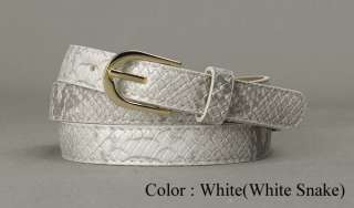   New Womens D Buckle Patent Snake Print Embossed Skinny Belt 4 Colors