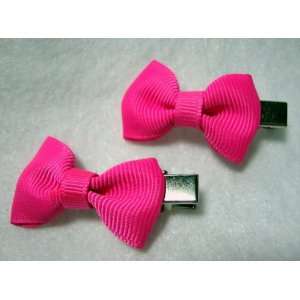  Pair of Tiny Pink Girls Hair Bows: Beauty