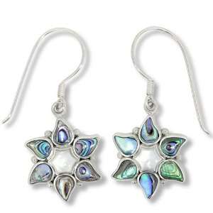   Silver, Paua Shell and Mother of Pearl Earrings by Sajen Jewelry