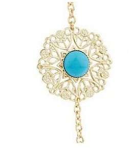 Round 18kt Gold Plated Filigree Station Necklace  