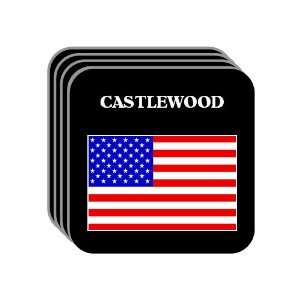 US Flag   Castlewood, Colorado (CO) Set of 4 Mini Mousepad Coasters