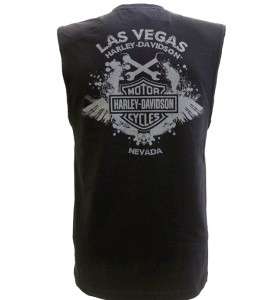 Harley Davidson Las Vegas Dealer Muscle T Shirt Sleeveless Black LARGE 