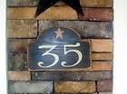 PRIMITIVE WOOD ADDRESS PLATE HOUSE NUMBER ARCH STAR 2 5