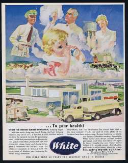 1945 White Motor Co Trucks Belle Isle Farms Milk Ice Ad  