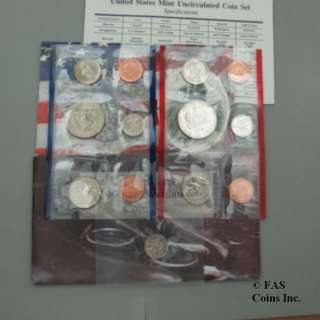 1996 (P) & D Original Envelope Unc US Mint Set US Coin  
