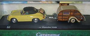 Cararama 1:43 Scale Diecast Porsche 356B and Caravan.  