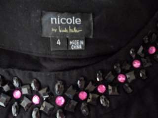 Nicole Miller 4 Black MODERN Sequin PARTY Dress HOT  