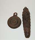 Vintage cuckoo clock pine cone weight and pendulum old parts cast iron