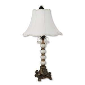  Table Lamp with Pearl Accent base in Antique Gold Finish 