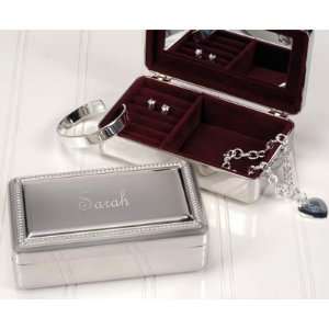  Engraved Beaded Silver Jewelry Box Gift   Pack of 2: Home 