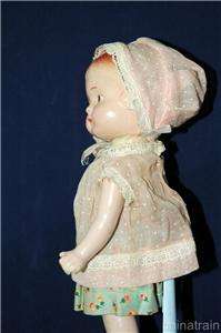   Composition Patsy Type Girl Doll & Trunk & Extra Clothes 1930s  