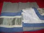 SET OF 2 JCPENNY HOME LINED VALANCES POWDER BLUE& GREEN W/TAN STRIPE 