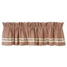   Primitive Country Red Burgundy Check BERRY VINE Curtain Valance  