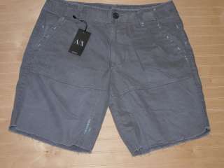 ARMANI EXCHANGE AXX 20th Distressed Cut Off Shorts Pewter NWT  