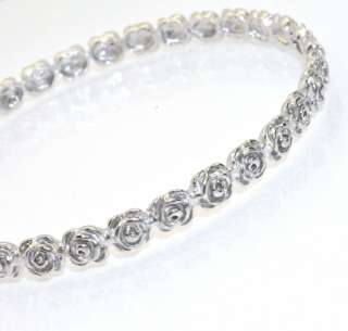 Plumeria Floral Bangle Bracelet 925 Sterling Silver 3D Detail Anti 