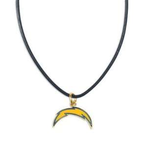 San Diego Chargers Leather Cord Necklace and Enameled Pendant NFL 