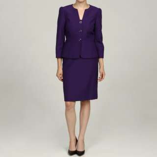 Tahari Womens Purple 3 button Jacquard Skirt Suit  Overstock