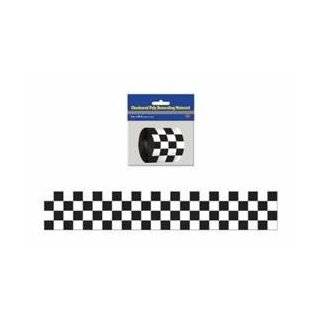   White Checkerboard Tape: 3 in. x 15 yds. (Black/White Square pattern