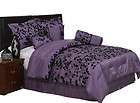 Aqua+Blue or White with Black Floral Flocking Comforter Set Bed In A 