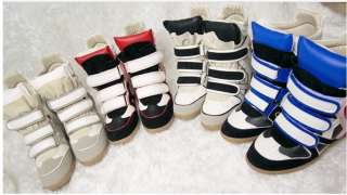 2012 New High Top Strap Sneakers shoes Ladys PU leather+Suede Wedge 