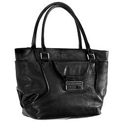 Calvin Klein Black Leather Tote Bag  Overstock