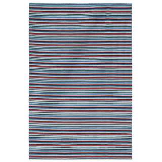 Hand woven Flat weave Arrah 103 Blue Wool Rug (8 x 10)  Overstock 