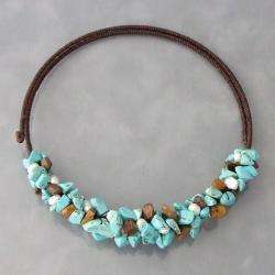 Handmade Pearl/ Turquoise/ Tigers Eye Choker Wire Necklace (Thailand 