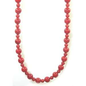  6mm Red Coral Bead Necklace 18 inch: Home & Kitchen
