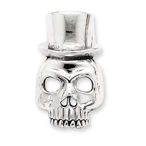  Sterling Silver Skull w/Top Hat Pendant Jewelry