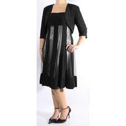 Richards Womens Black/ Silver Shimmer Dress and Bolero Set 