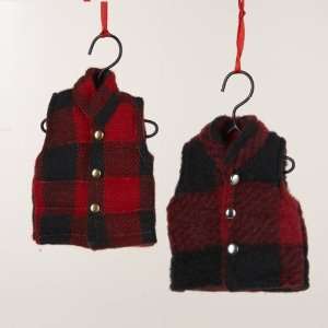   Cabin Red & Black Plaid Vest Christmas Ornaments 4.5 Home & Kitchen