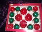 15 CHRISTMAS ORNAMENTS RED & GREEN GLASS BALLS NEW
